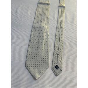 Burberry London Silver All Silk 100% Silk Polka Dot Necktie Tie